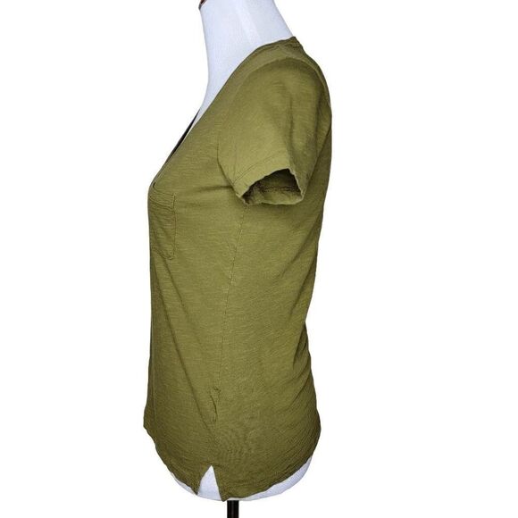 Madewell Cotton V-Neck Short Sleeve Pocket Tee Green Size Small - Picture 13 of 14
